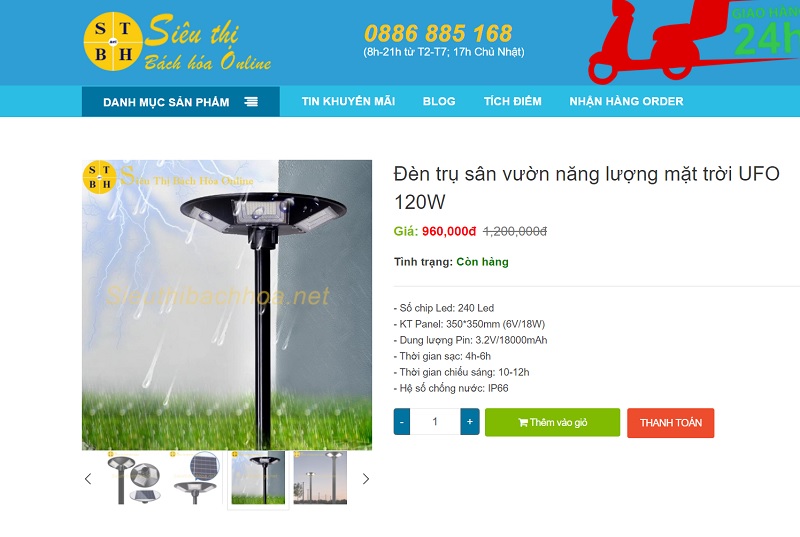 Tìm mua đèn năng lượng mặt trời sân vườn chất lượng, giá rẻ tại Sieuthibachhoa.vn