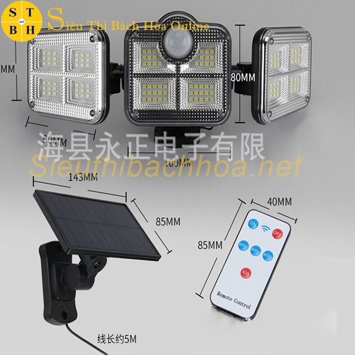 Đèn cảm biến chống trộm năng lượng mặt trời 122 LED