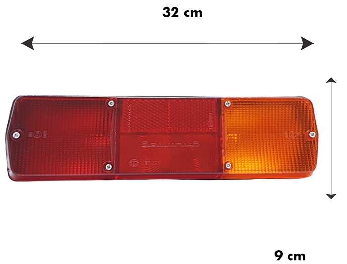 Kích thước chiều ngang và chiếu cao đèn hậu xe tải Kamaz L16